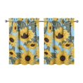 thumbnail image 1 of Set of 2 Sunflower Curtains for Kitchen - Watercolor Sunflower Artwork Semi-Sheer Rod Pocket Window Panels, 1 of 4