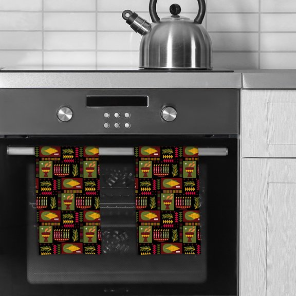 Set of 2 Super Absorbent Kwanzaa Celebration Microfiber Kitchen Towels by Ashton