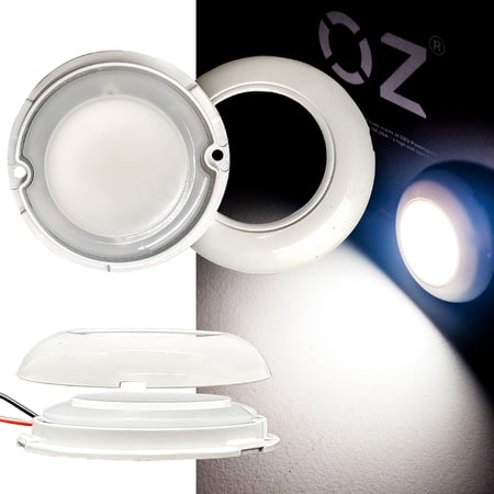 Set of 2 Surface Mount 3" Round Dome Light White LED 6000K Interior Exterior Waterproof 12v 24v Marine RV Truck Trailer