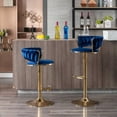 Set of 2 Swivel Bar Stools, Height Adjustable Velvet with Golden Base ...