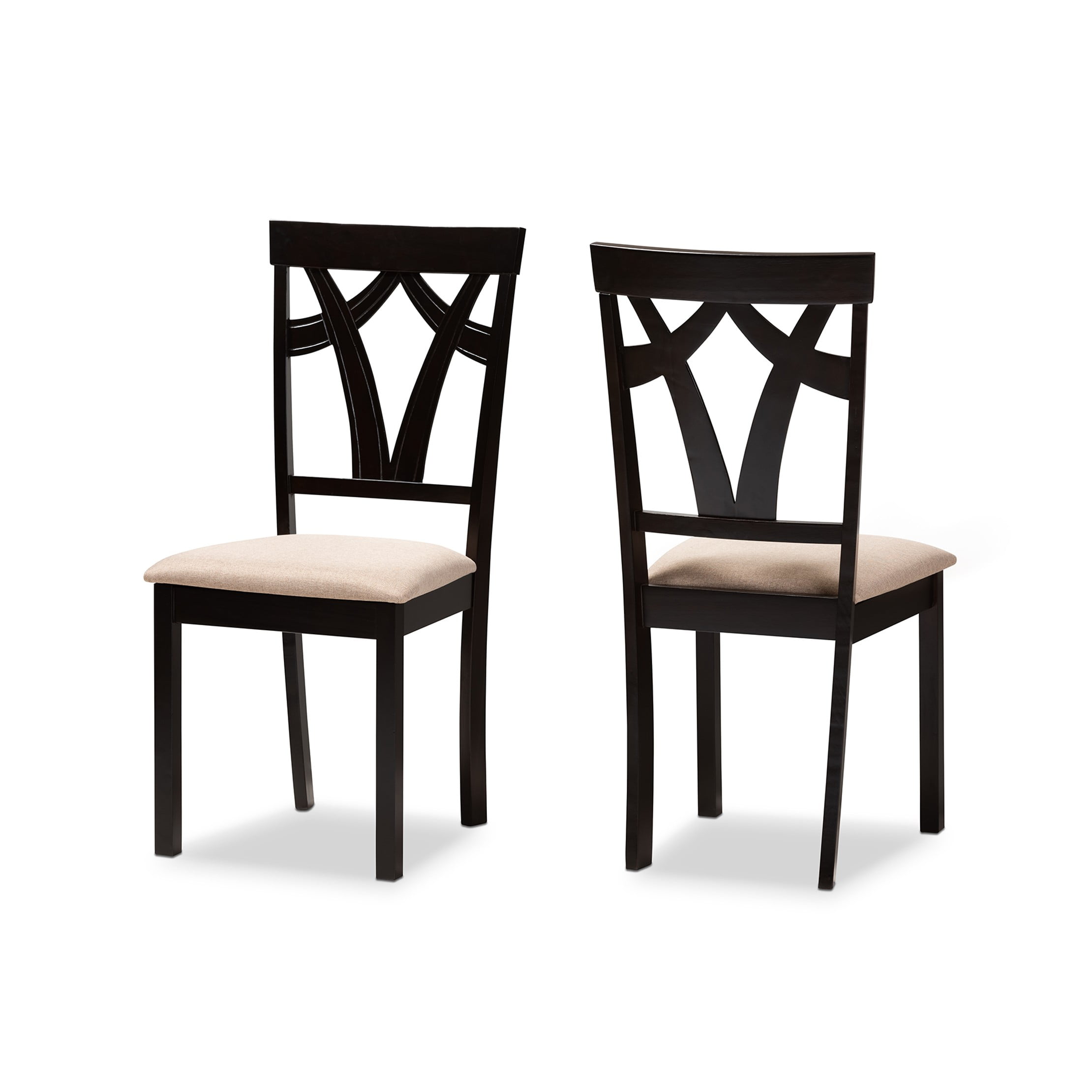 Set of 2 Sylvia Espresso Finished Dining Chair Sand/Brown