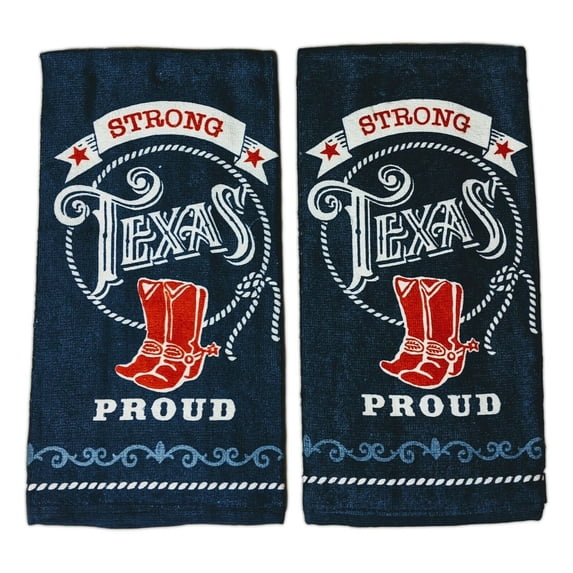Set of 2 TEXAS STRONG PROUD Terry Kitchen Towels by Kay Dee Designs