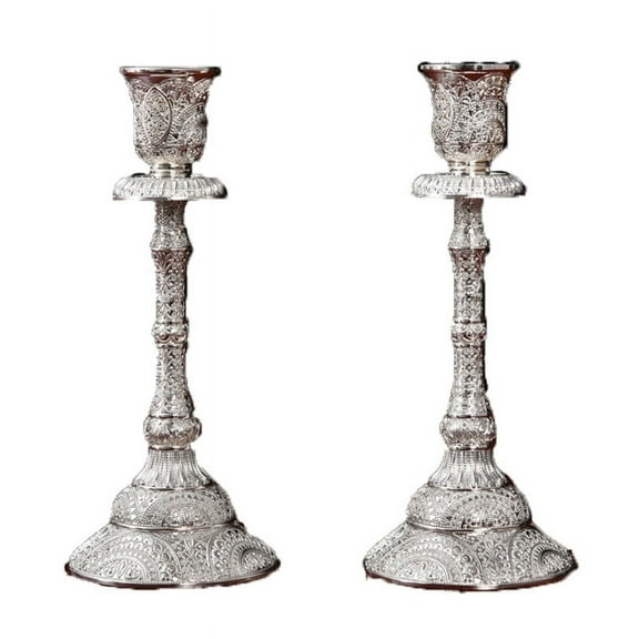 Set of 2 Taper Candle Holders Vintage Metal Pillar Candlestick Holders Elegant B