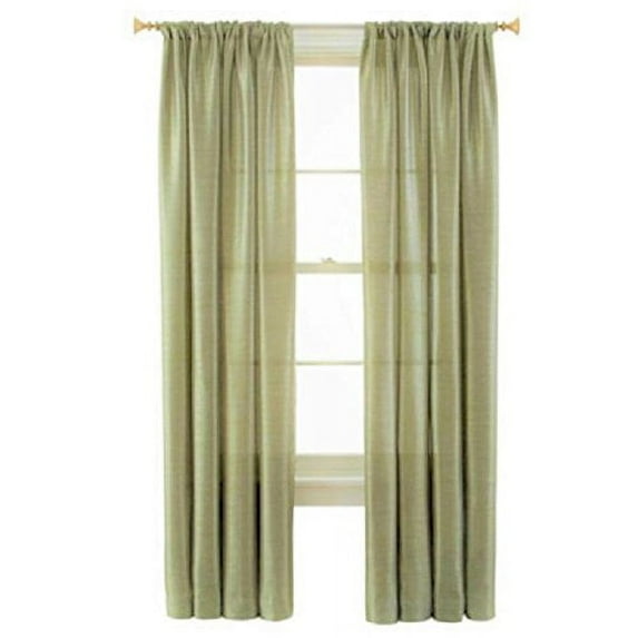 Set of 2 Terri Faux Silk Rod Pocket Top Curtains, 84" Long, Sage Green