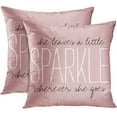 thumbnail image 1 of Set of 2 Throw Pillow Cover Cute Burlap Pink Sparkle Monogram Decorative Pillow Case Home Decor Square 20 x 20 Inch Pillowcase, 1 of 6