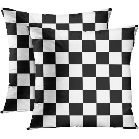 Set of 2 Throw Pillow Cover Race Classic Checkered I Bleed Racing Check Black Decorative Pillow Case Home Decor Square 16 x 16 Inch Pillowcase