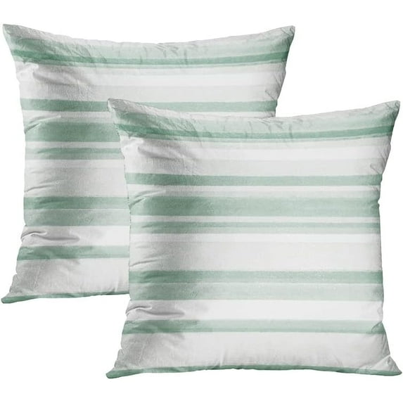 Set of 2 Throw Pillow Covers 18x18 Inch Watercolor Soft Sage Green Stripes Home Decor Pillowcases Square Cushion Covers for Sofa Bed Cuch