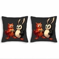 thumbnail image 1 of Set of 2 Throw Pillow Covers 18x18in - Cute Cartoon Red Squirrel & Black Rabbit Design for Couch Bed Car Decor, 1 of 8