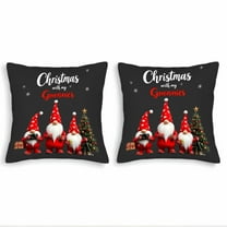 Set of 2 Throw Pillow Covers 18x18in - Festive Design with " Christmas with my Gnomies " Text Perfect for Couch Bed or Car