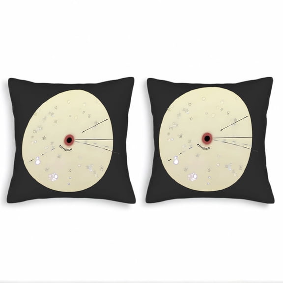 Set of 2 Throw Pillow Covers 18x18in - Space-Themed Design with Red Center White Stars and Energetic Black Lines for Couch Bed Car