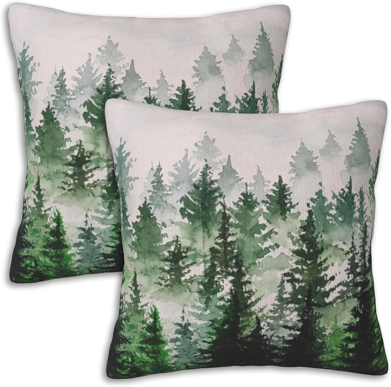 DecorUhome Set Of 2 Linen Cushion Covers 40X40cm,Decorative Outdoor Plain Vintage Cushion Covers With Stitched Edges, Square Farmhouse Neutral Pillow