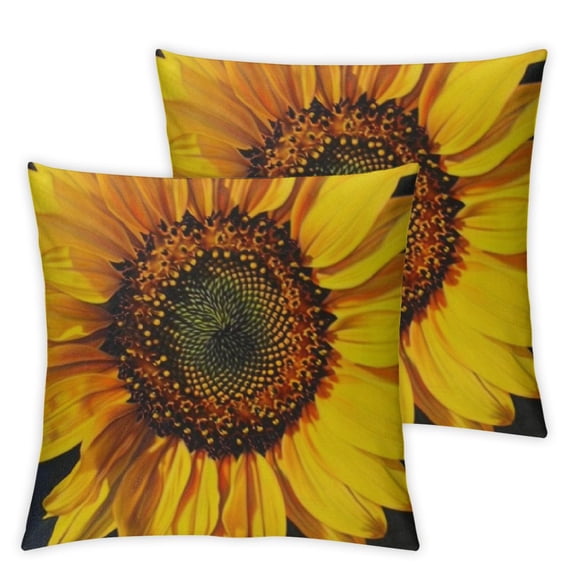 Set of 2 Throw Pillow Covers Yellow Black Decor Pillowcases Polyester Square Hidden Zipper Home Cushion Decorative Pillowcase