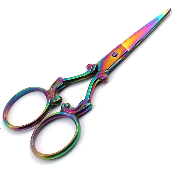 Set of 2 Titanium Color Rainbow Sewing Embroidery Scissors 3.5" Various s