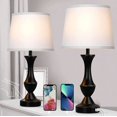 Set of 2 Touch Control Table Lamp with USB Ports