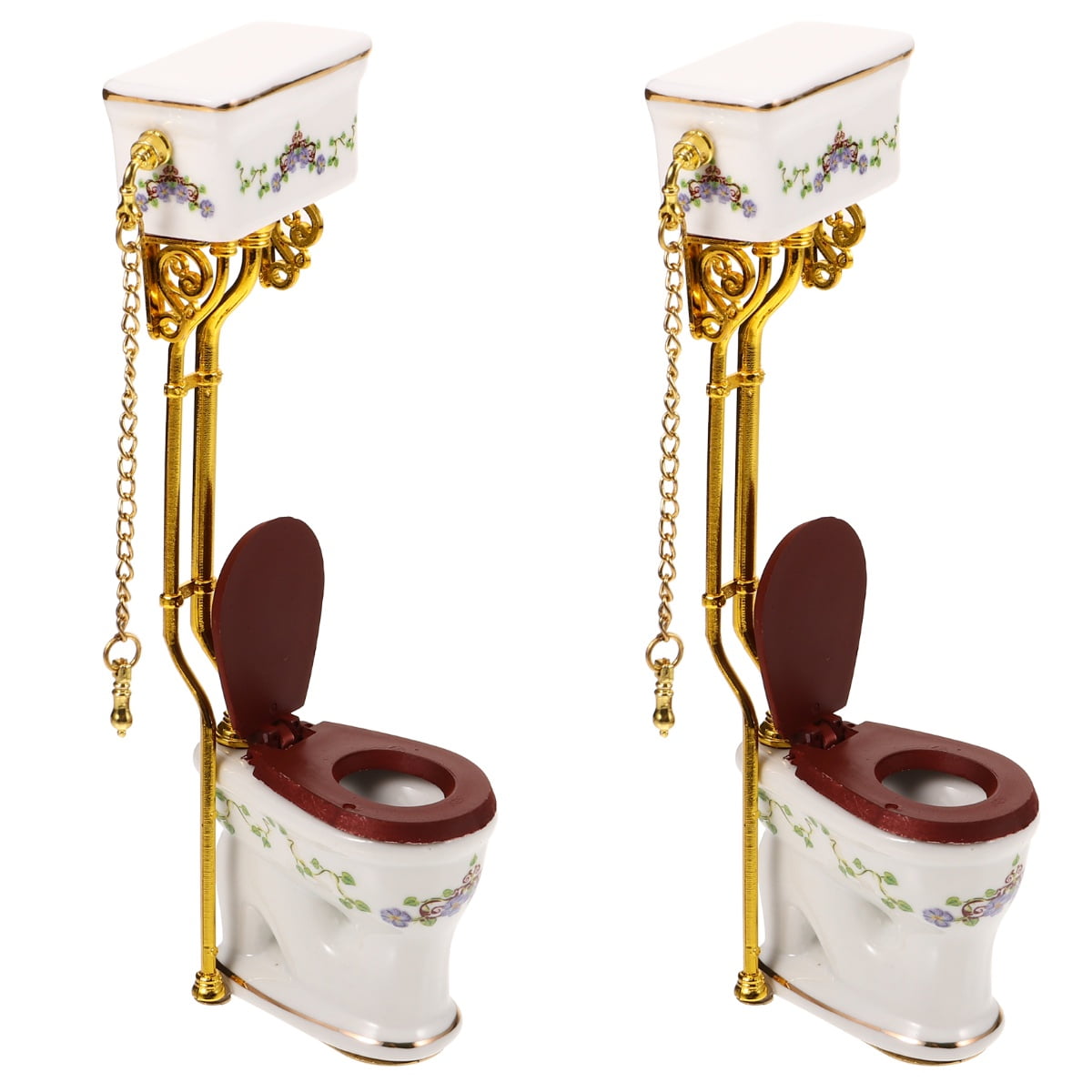 Set of 2 Toy Mini House Plaything Mini Toilet Dollhouse Furniture Tiny ...