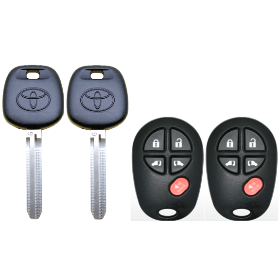 Set of 2 Toyota Transponder G Chip Key + 5 Button Remote Gq43vt20t VLS