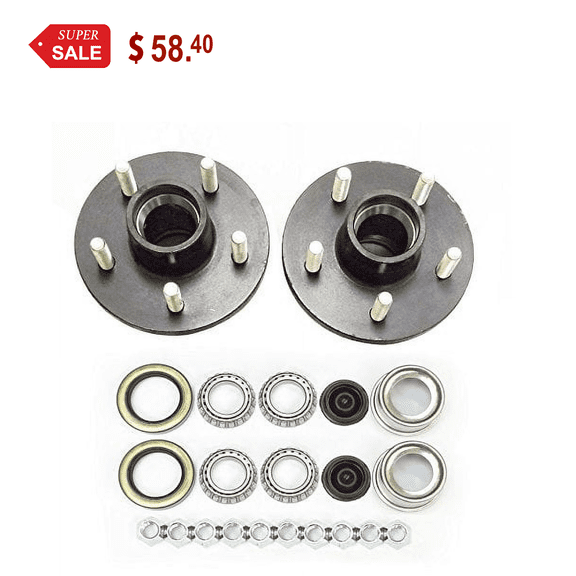 Set of 2 Trailer Idler Hub Kits 5 on 4.5 for 2000 lbs Axle 1-1/16" Bearings - 22016K