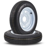 Set of 2 Trailer Tire Wheel Assembly 4.80-12 4.80x12 480-12, 6-Ply Load Range C, 5 Lug On 4.5 Fit Travel/Camper/Utility/Boat Trailers
