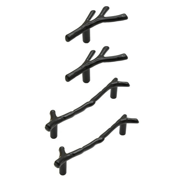 Set of 2 Tree Branch Handle Large Knob Kitchen Door Handles Cabinet Cable Black