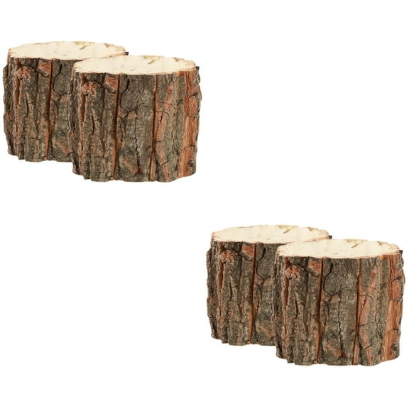 Set of 2 Tree Stumps for Garden Bark Flower Bucket