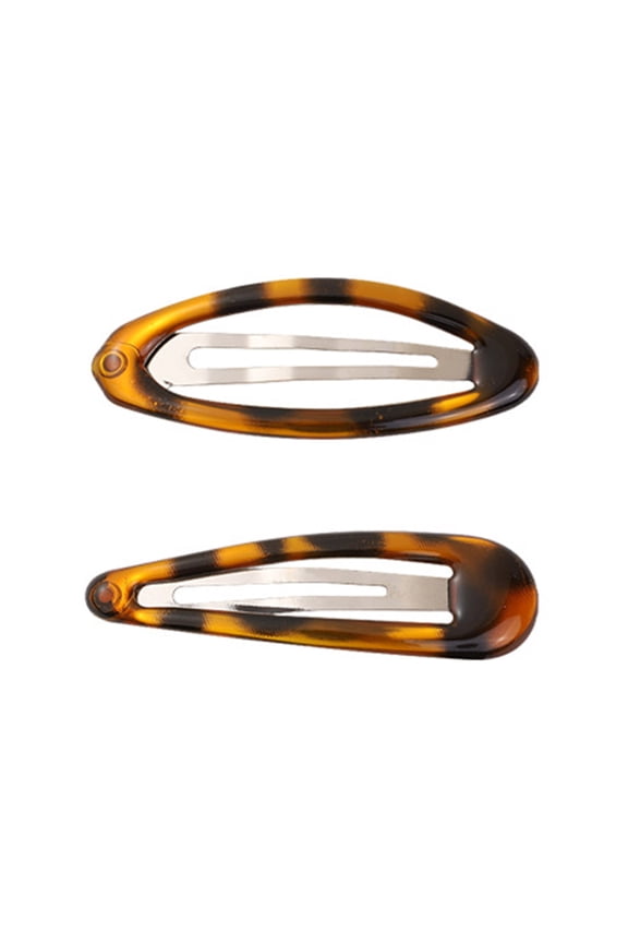 Set of 2 Trendy Pattern Hair Ornaments Traditional Oval Metallic Barrettes for Women Girls