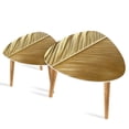 thumbnail image 1 of Set of 2 Triangle End Table Abstract Feather Gold Lines Background Feathers Set of 2 Side Tables End Tables, Nesting Tables for Living Room, 1 of 5