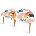 thumbnail image 1 of Set of 2 Triangle End Table Curve circles Arcs Repetitive Shapes Rainbow Motif Set of 2 Side Tables End Tables, Nesting Tables for Living Room, 1 of 5