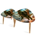 thumbnail image 1 of Set of 2 Triangle End Table Funny Cat Riding Dinosaur Fantasy Set of 2 Side Tables End Tables, Nesting Tables for Living Room, 1 of 5