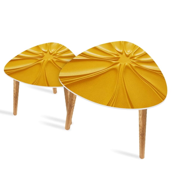 Set of 2 Triangle End Table Hand Dark Yellow Thick Texture Abstract Gradual Texture Set of 2 Side Tables End Tables, Nesting Tables for Living Room