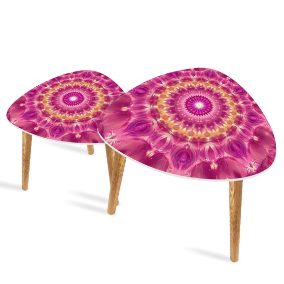 Set of 2 Triangle End Table Indie Hippie Cool Aesthetic Stars Circular Set of 2 Side Tables End Tables, Nesting Tables for Living Room