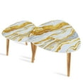 thumbnail image 1 of Set of 2 Triangle End Table Retro White Gold Marble Marble Patterns Gold Veins Set of 2 Side Tables End Tables, Nesting Tables for Living Room, 1 of 5