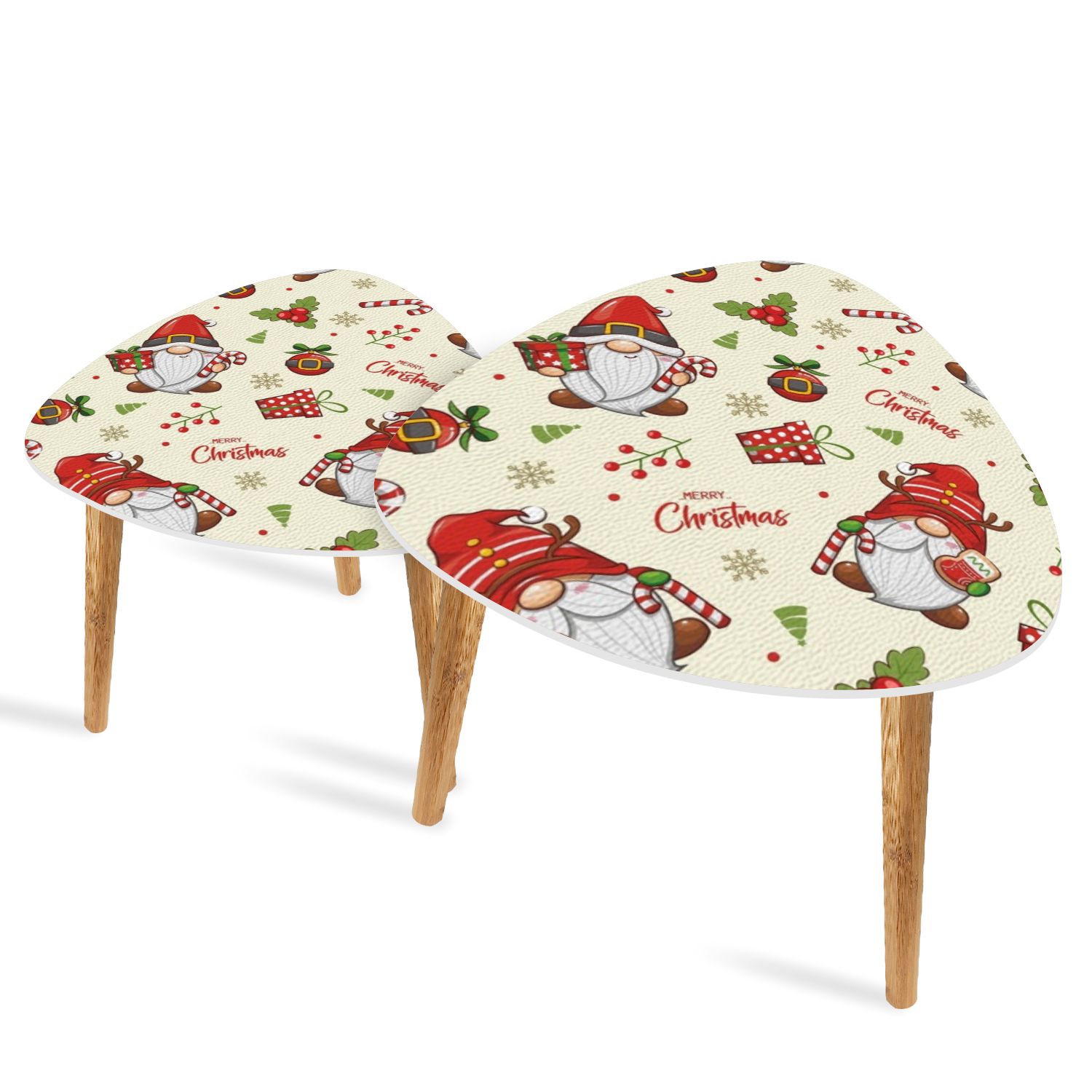 Set of 2 Triangle End Table Seamless Pattern Christmas Santa Claus And ...