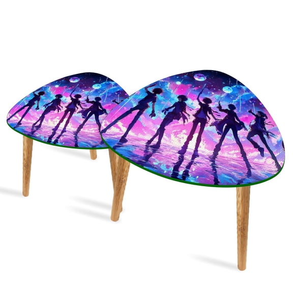 Set of 2 Triangle End Table Trip py Anime Aesthetics Funny Set of 2 Side Tables End Tables, Nesting Tables for Living Room