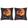 thumbnail image 1 of Set of 2 Tropical Throw Pillow Covers 18x18in - Vibrant Sunset Design with Palm Trees & Exotic Flowers for Couch Bed Car Decor, 1 of 8