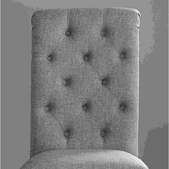 Set of 2 Tufted Dining Chairs with Wood Frame, Armless High Back for Kitchen, Gray