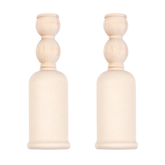 Set of 2 Unfinished Wooden Candle Sticks - For DIY Everyday Decor