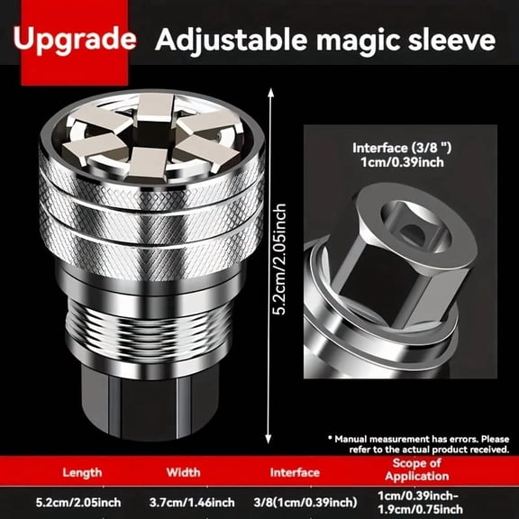 Set of 2 Universal Adjustable Socket Wrenches Suitable for Standard Metric Sizes 10-19Mm And 3/8"-3/4" Ratchet Wrenches, Designed for Use with 3/8
