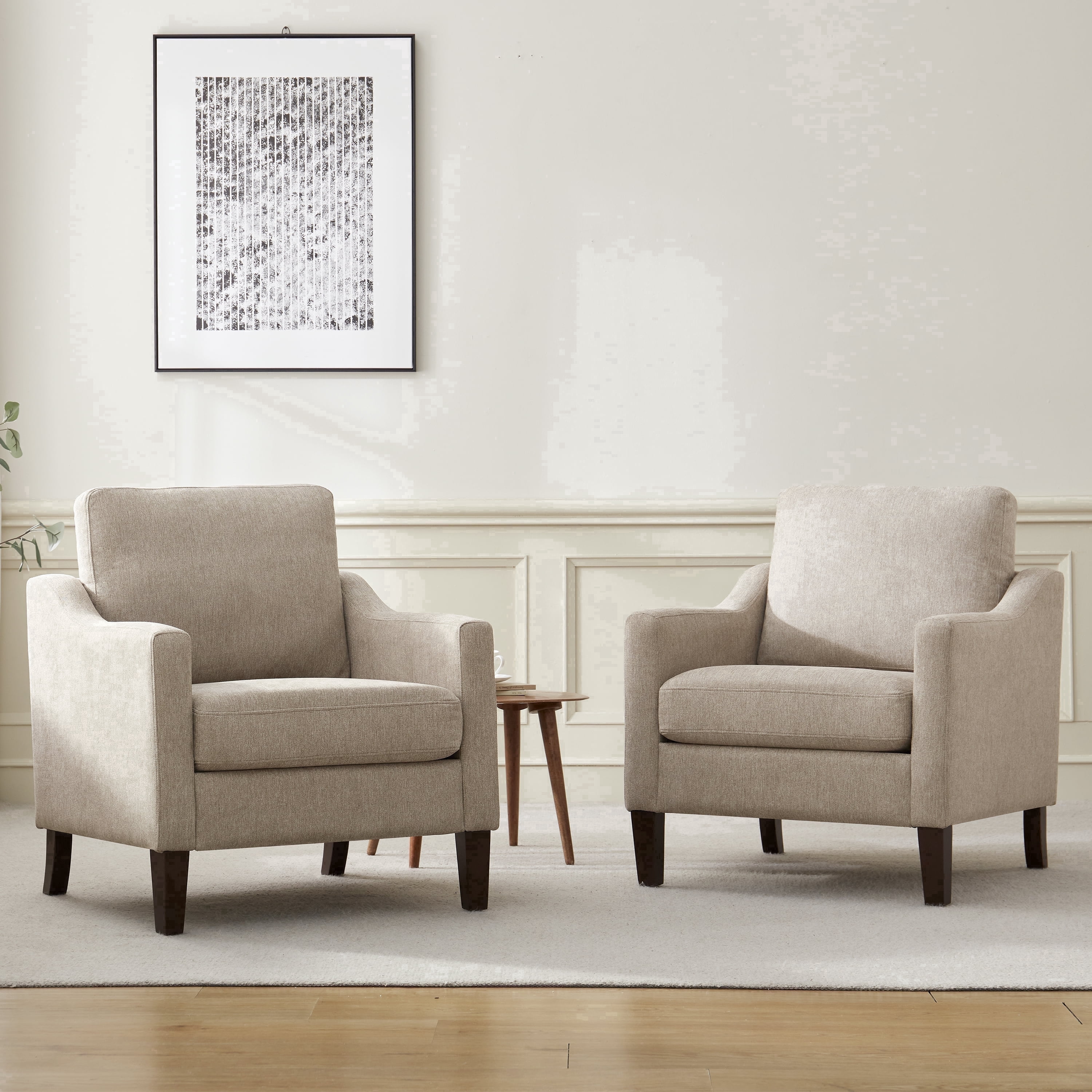 Vknow Furniture Adult Upholstered Solid Wood Dining Chairs, Brown (Set of 2)