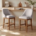 thumbnail image 1 of Set of 2 Upholstered Counter Height Bar Stools in Sleek Faux Leather with Solid Rubberwood Legs for Kitchen Island, 1 of 8