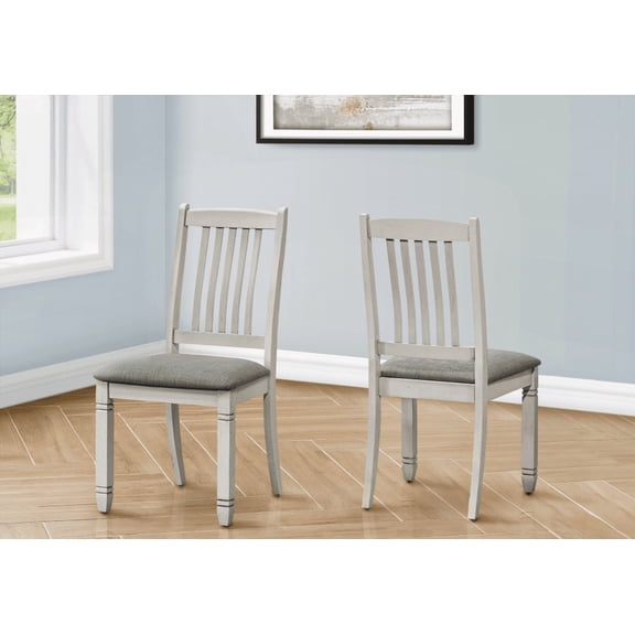 Set of 2 Upholstered Dining Chairs - 38" Height, Antique Grey Fabric, Transitional Style