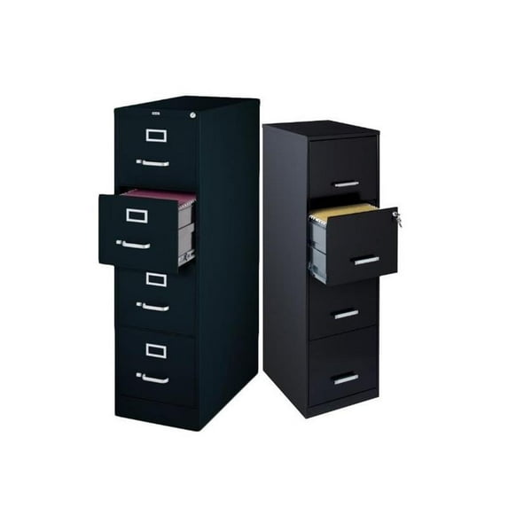 Set of 2 Value Pack Four Drawer Filing Cabinet in Black
