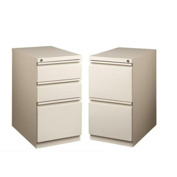 Set of 2 Value Pack Mobile 2 and 3 Drawer Filing Cabinets in Putty