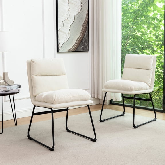 Set of 2 Vanilla White Chairs / Comfortable Seating for Study Room