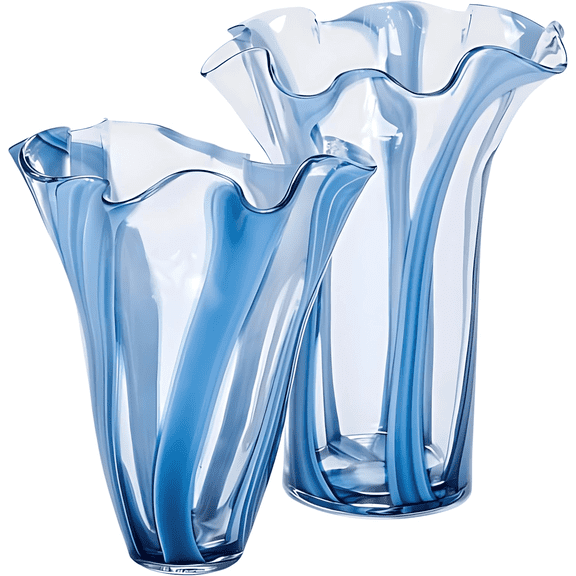 Aria Home Handblown Glass Vases Set of 2 Shabby Chic Romantic Flower Vases, Valentine & Birthday Gift, Blue