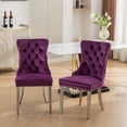 thumbnail image 1 of Set of 2 Velvet Dining Chairs, Tufted Back w/ Chrome Legs & Nailhead Trim, 1 of 10