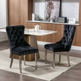 thumbnail image 1 of Set of 2 Velvet Dining Chairs with High Backrest, Modern Mid-Century Style Upholstered Chairs with Stainless Steel Legs, Black and Silver, 1 of 9