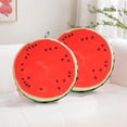 thumbnail image 1 of Set of 2 Velvet Round Decorative Pillow 15-Inch for Couch Decor (Watermelon), 1 of 7