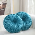 thumbnail image 1 of Set of 2 Round Velvet Decorative Pillow for Couch 15-Inch (Blue), 1 of 6