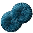 thumbnail image 1 of Set of 2 Velvet Round Decorative Pillow for Couch 15-Inch (Dark Teal), 1 of 7