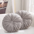 thumbnail image 1 of Set of 2 Velvet Round Decorative Pillow for Couch 15-Inch (Light Gray), 1 of 6